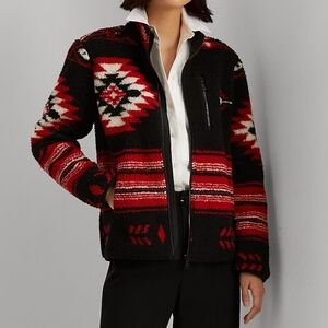 NWT Lauren Ralph Lauren Equestrian Fleece Full Zip Aztec Western Jacket XXS